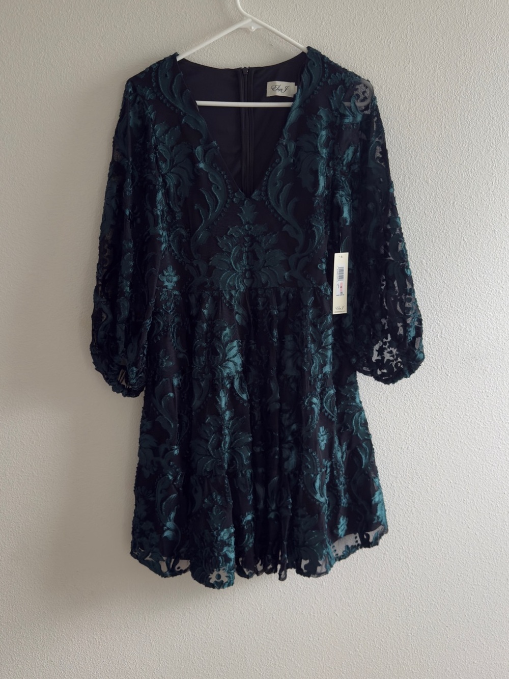 NWT Eliza J Teal Floral Lace Overlay Dress
